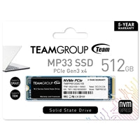 Team MP33 512GB M.2 NVMe PCIe Gen3 SSD 3D NAND 1700MB/s Team MP33 512GB M.2 NVMe PCIe Gen3 SSD 3D NAND 1700MB/s